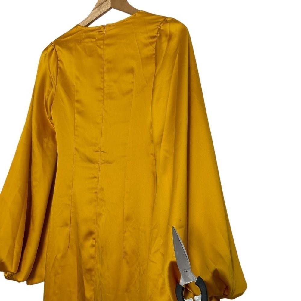 NWT Yellow Gown Satin Dress Maxi Long Sleeve Sexy Wedding Guest Formal Size S - Picture 13 of 16